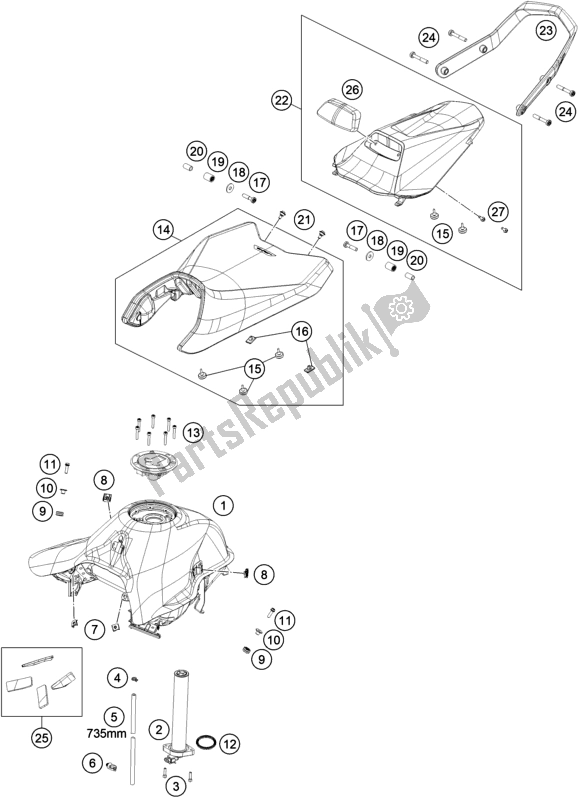 All parts for the Tank, Seat of the KTM 890 Duke R EU 2020