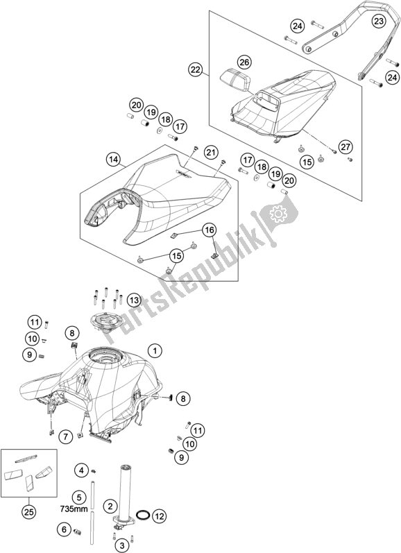 Alle onderdelen voor de Tank, Stoel van de KTM 890 Duke R EU 2020