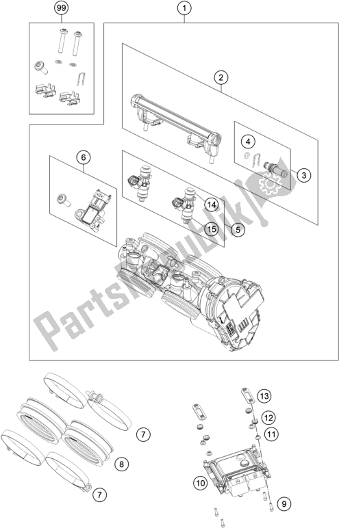 All parts for the Throttle Body of the KTM 890 Duke R EU 2020