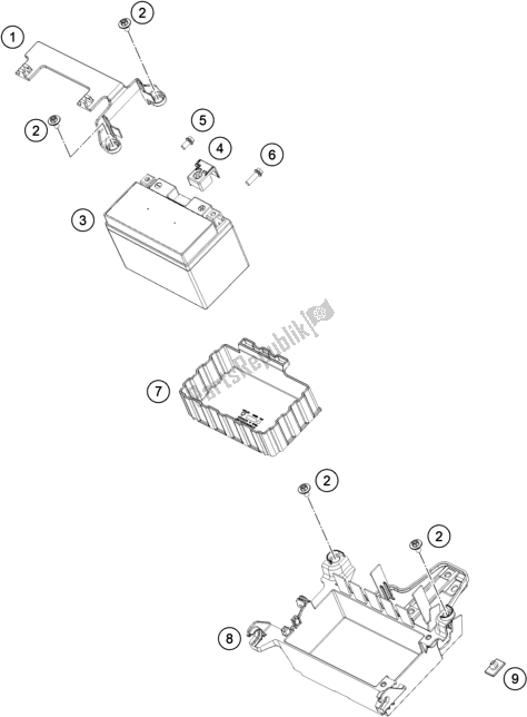 All parts for the Battery of the KTM 890 Duke R EU 2021