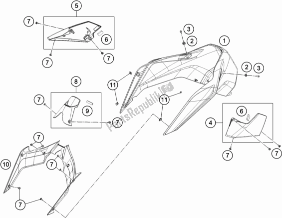 All parts for the Cover of the KTM 890 Duke R EU 2021