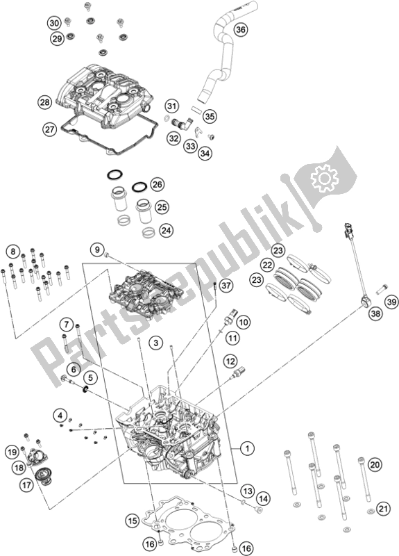 All parts for the Cylinder Head of the KTM 890 Duke R EU 2021