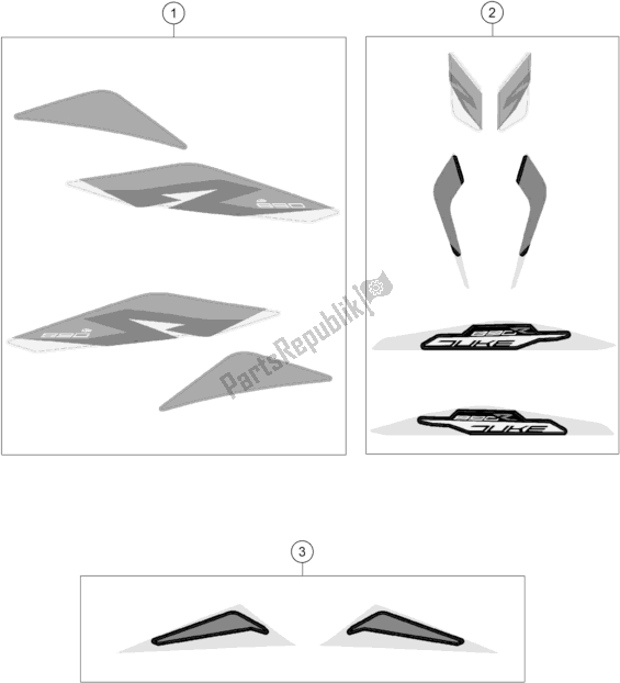All parts for the Decal of the KTM 890 Duke R EU 2021