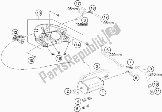 All parts for the Evaporative Canister of the KTM 890 Duke R EU 2021