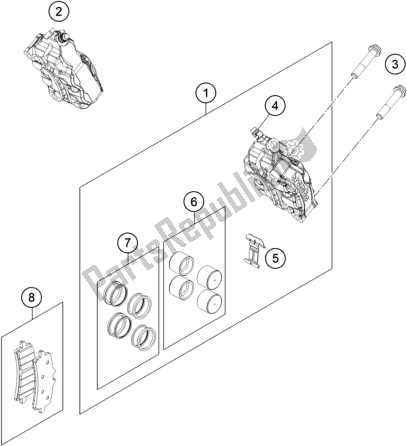 All parts for the Front Brake Caliper of the KTM 890 Duke R EU 2021