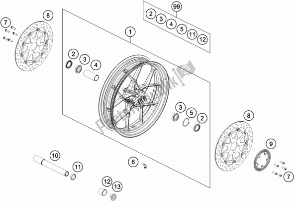 All parts for the Front Wheel of the KTM 890 Duke R EU 2021