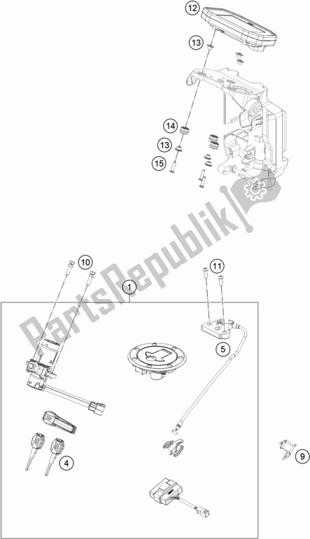 All parts for the Instruments / Lock System of the KTM 890 Duke R EU 2021