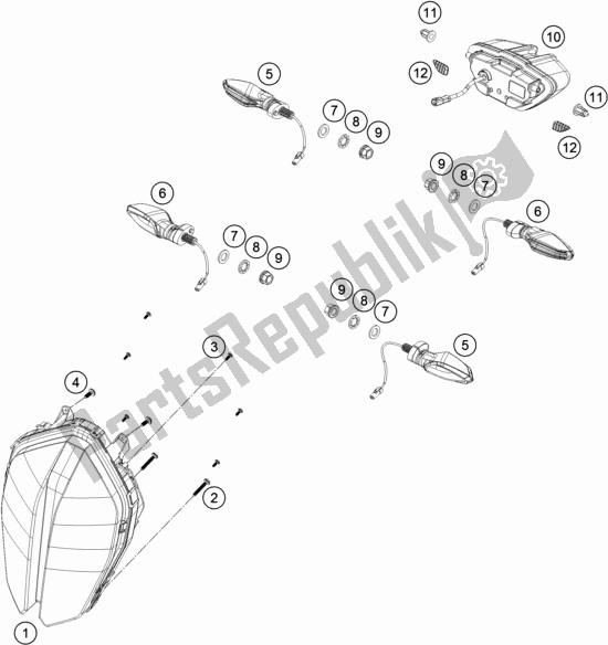 All parts for the Lighting System of the KTM 890 Duke R EU 2021