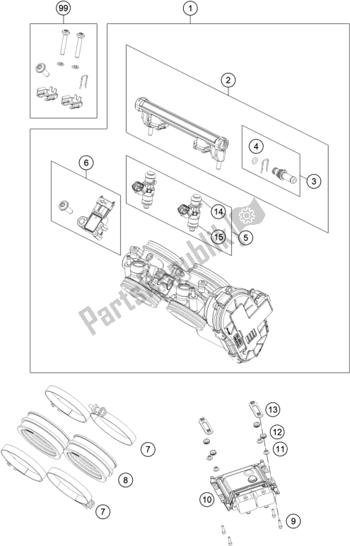 All parts for the Throttle Body of the KTM 890 Duke R EU 2021