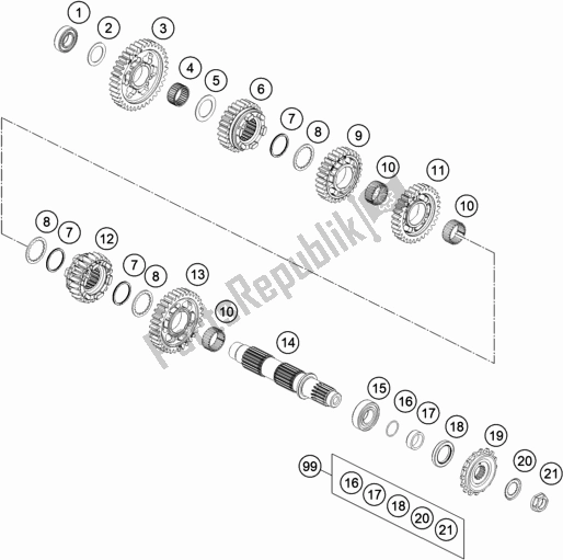 All parts for the Transmission Ii - Countershaft of the KTM 890 Duke R EU 2021