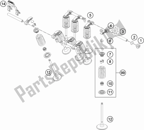 All parts for the Valve Drive of the KTM 890 Duke R EU 2021