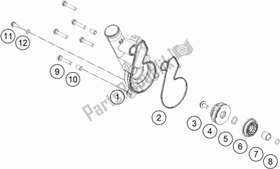 All parts for the Water Pump of the KTM 890 Duke R EU 2021