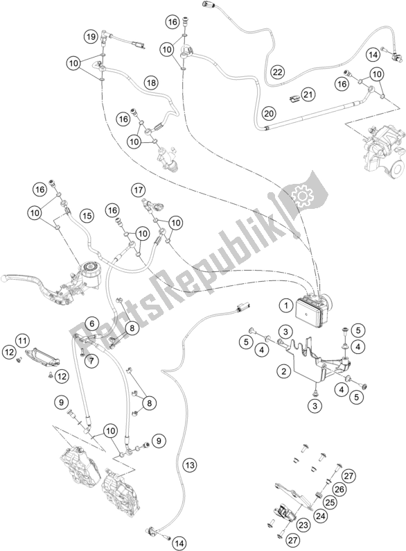 Tutte le parti per il Sistema Antibloccaggio Abs del KTM 890 Duke R US 2020