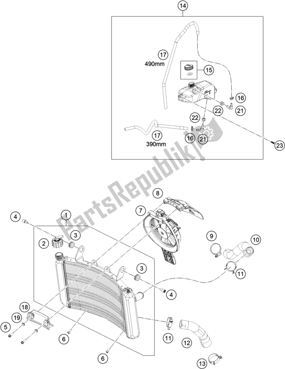 All parts for the Cooling System of the KTM 890 Duke R US 2020