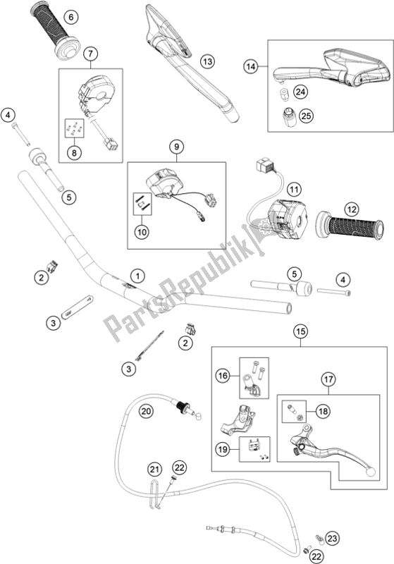 Tutte le parti per il Manubrio, Comandi del KTM 890 Duke R US 2020