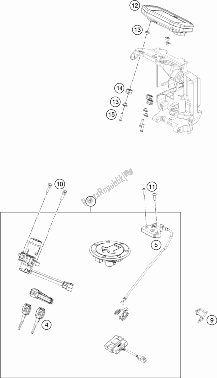 All parts for the Instruments / Lock System of the KTM 890 Duke R US 2020