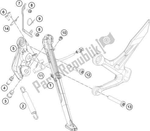 All parts for the Side / Center Stand of the KTM 890 Duke R US 2020