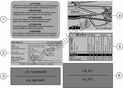 All parts for the Technic Information Sticker of the KTM 890 Duke R US 2020