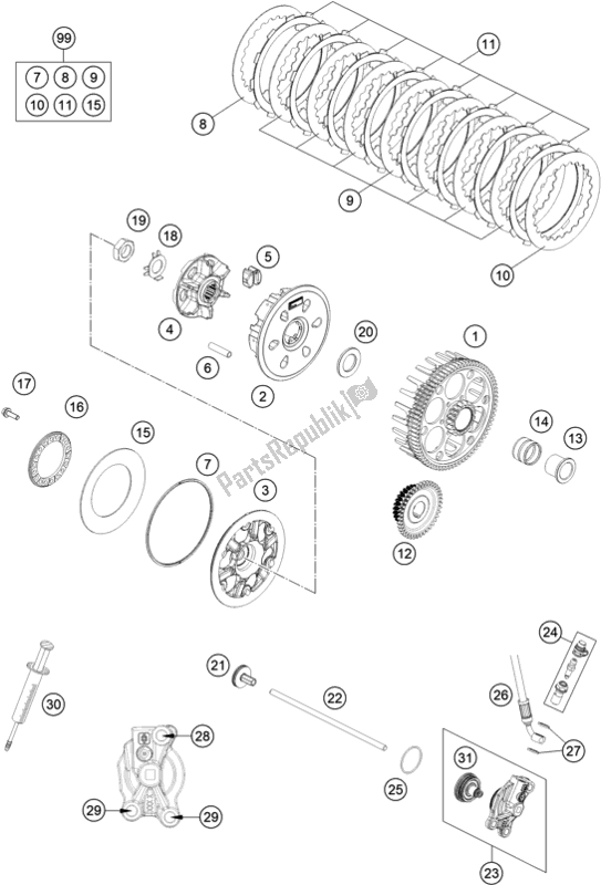 All parts for the Clutch of the KTM EC 250 EU 2021