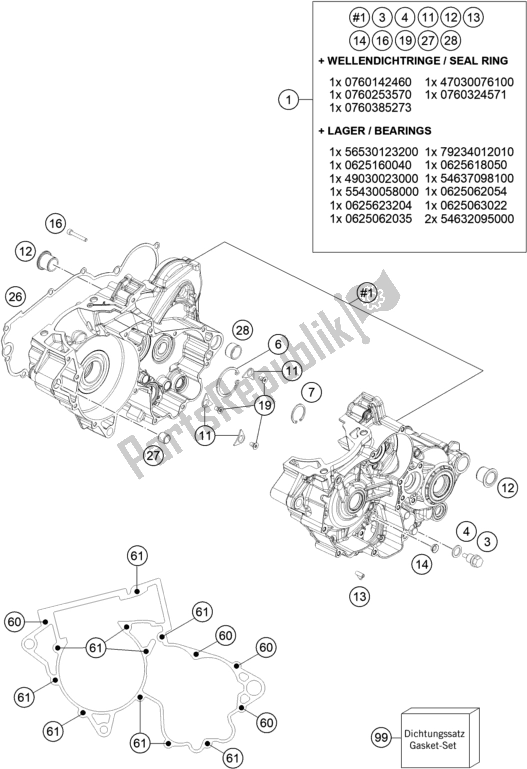 All parts for the Engine Case of the KTM EC 250 EU 2021