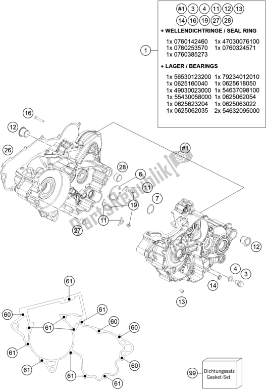 All parts for the Engine Case of the KTM EC 250 EU 2021