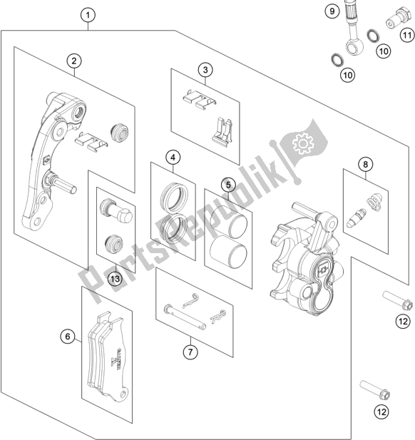 Toutes les pièces pour le étrier De Frein Avant du KTM EC 250 EU 2021