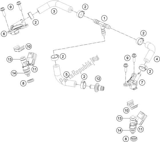 Todas as partes de Fuel Distributor do KTM EC 250 EU 2021