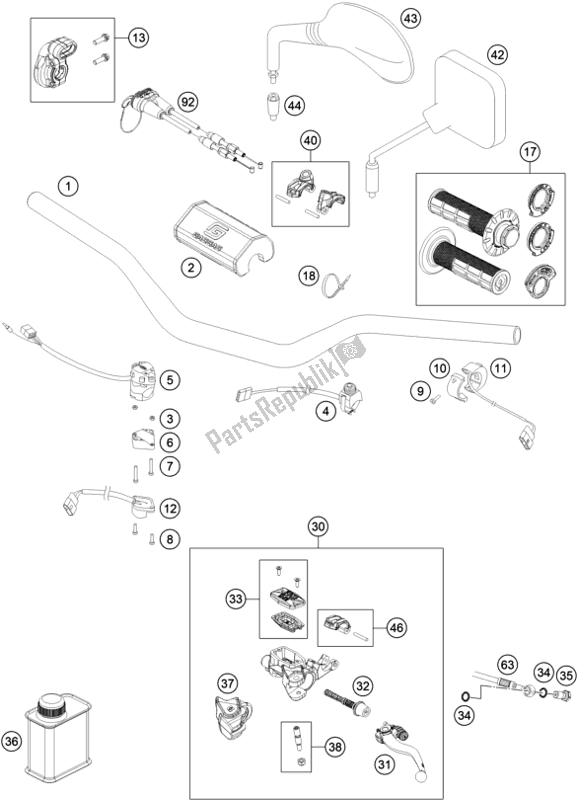 Toutes les pièces pour le Guidon, Commandes du KTM EC 250 EU 2021