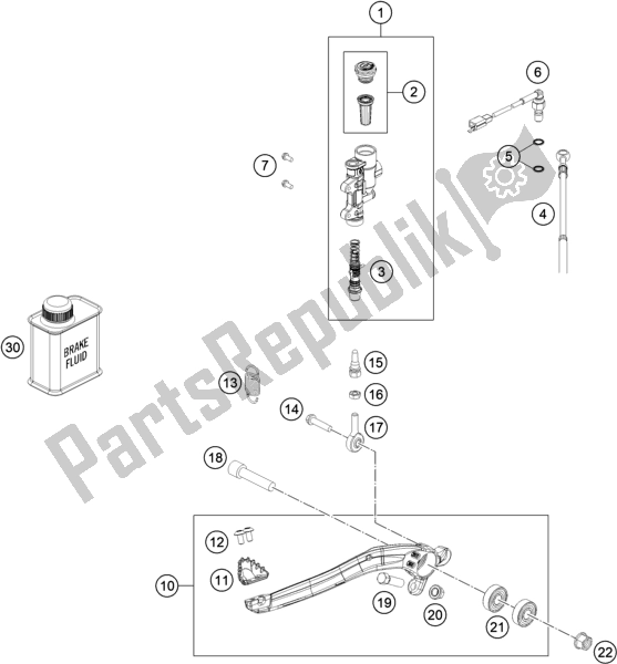 Toutes les pièces pour le Commande De Frein Arrière du KTM EC 250 EU 2021