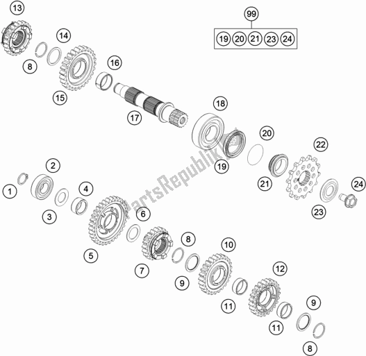 Toutes les pièces pour le Transmission Ii - Arbre Intermédiaire du KTM EC 250 EU 2021