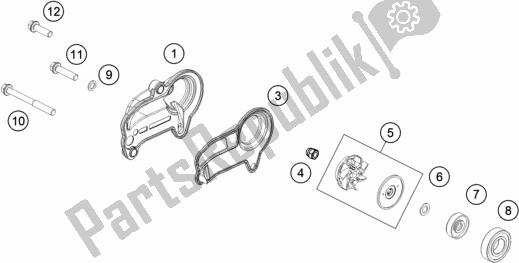 All parts for the Water Pump of the KTM EC 250 EU 2021