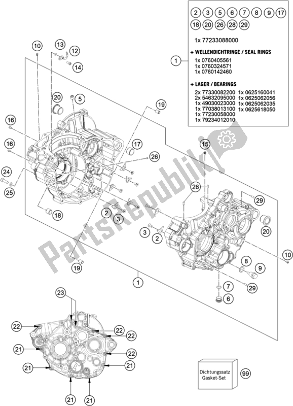 Todas as partes de Caixa Do Motor do KTM EC 250F EU 2021