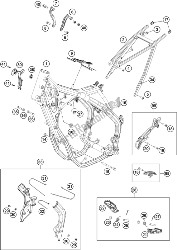 Todas as partes de Quadro, Armação do KTM EC 250F EU 2021