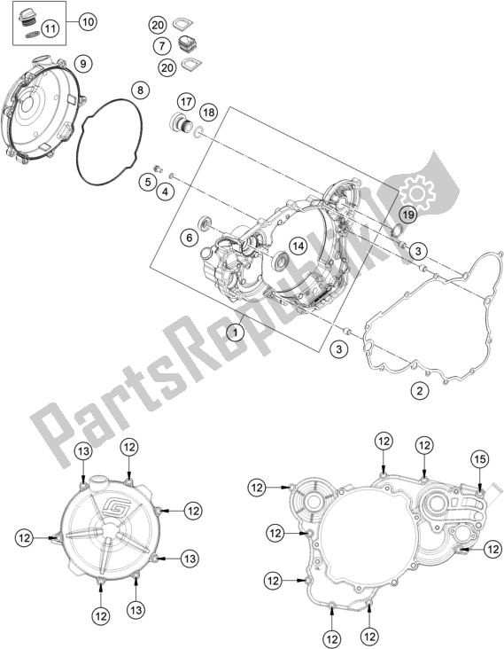 All parts for the Clutch Cover of the KTM EC 300 EU 2021