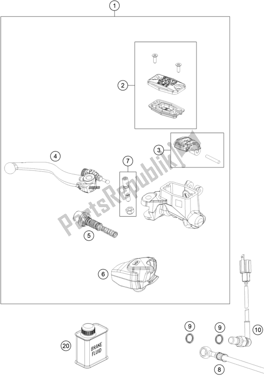 All parts for the Front Brake Control of the KTM EC 300 EU 2021