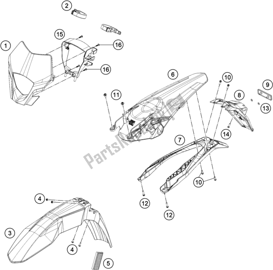 All parts for the Mask, Fenders of the KTM EC 300 EU 2021