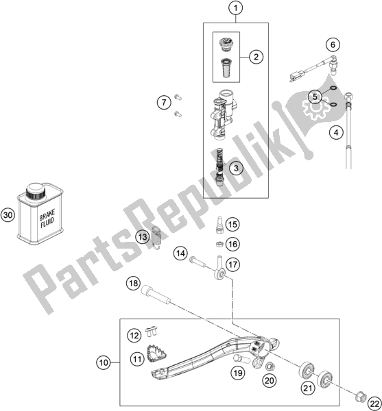 All parts for the Rear Brake Control of the KTM EC 300 EU 2021