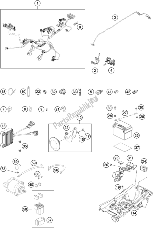 All parts for the Wiring Harness of the KTM EC 300 EU 2021