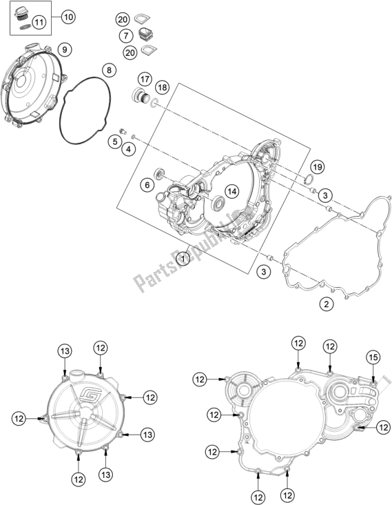All parts for the Clutch Cover of the KTM EC 300 US 2021