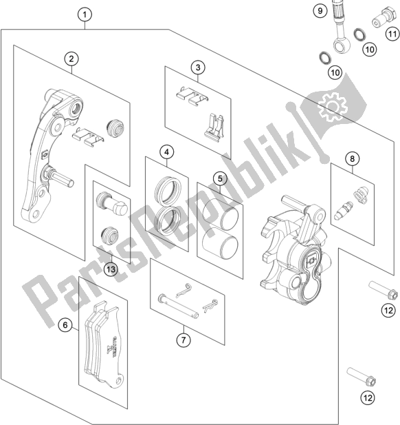 All parts for the Front Brake Caliper of the KTM EC 300 US 2021