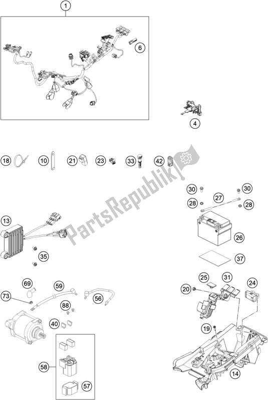 All parts for the Wiring Harness of the KTM EC 300 US 2021