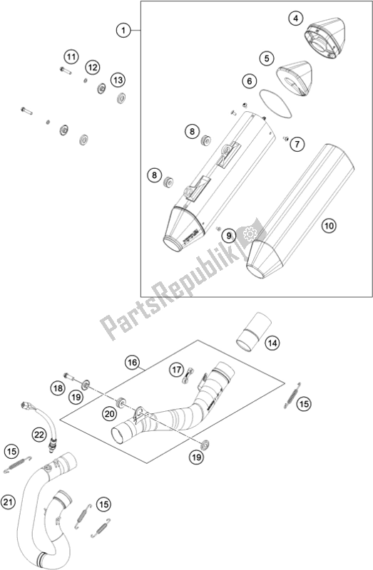 All parts for the Exhaust System of the KTM EC 350F EU 2021