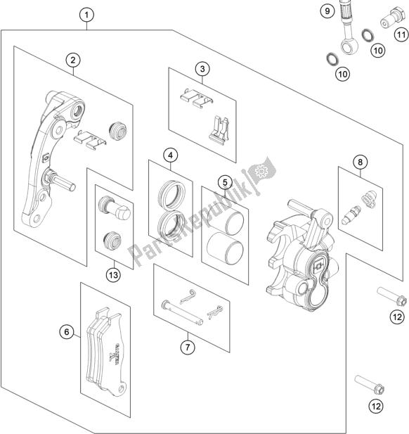All parts for the Front Brake Caliper of the KTM EC 350F EU 2021
