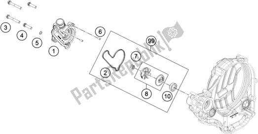 Alle onderdelen voor de Waterpomp van de KTM EX 250F US 2021