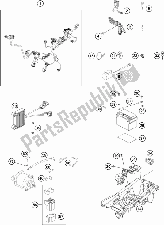 Tutte le parti per il Cablaggio Elettrico del KTM EX 300 US 2021