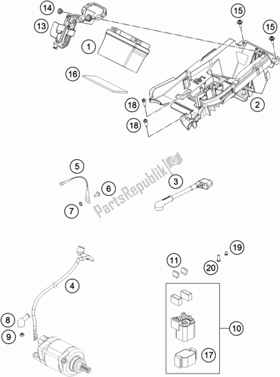 All parts for the Battery of the KTM EX 350F US 2021