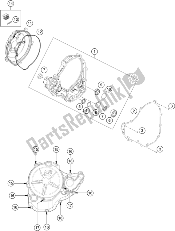 All parts for the Clutch Cover of the KTM EX 350F US 2021