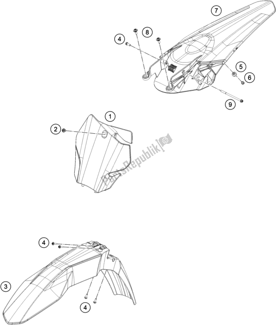 All parts for the Mask, Fenders of the KTM EX 350F US 2021