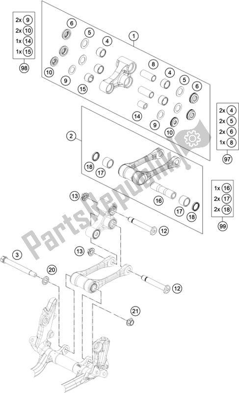 Todas las partes para Enlace De Palanca Profesional de KTM EX 350F US 2021