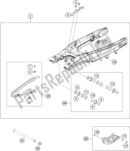 Tutte le parti per il Forcellone del KTM EX 350F US 2021